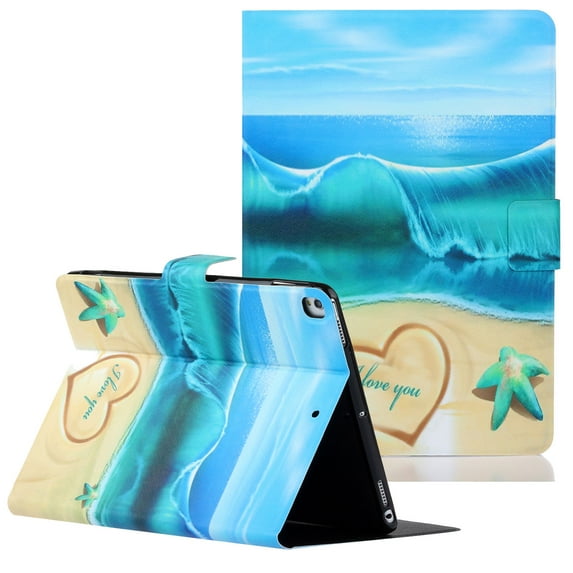 Allytech Slim Case for Apple iPad 10.2" 7th Generation, Ultra Slim Multi Angle Stand Folio Flip Smart Cover Auto Sleep Wake Shockproof Anti-Scratch TPU Back Shell for Apple 7th Gen 2019,Blue Sea