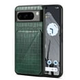thumbnail image 1 of Allytech Slim Case Compatible with Google Pixel 8 Pro, Crocodile Print PU Leather Magnetic Hidden Card Holder Kickstand Shockproof Full Body Protective Wallet Case for Women Men, Green, 1 of 7