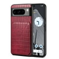 thumbnail image 1 of Allytech Slim Case Compatible with Google Pixel 8 Pro, Crocodile Print PU Leather Magnetic Hidden Card Holder Kickstand Shockproof Full Body Protective Wallet Case for Women Men, Red, 1 of 7