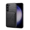 thumbnail image 1 of Allytech Slim Case Compatible with Samsung Galaxy S24, Crocodile Print PU Leather Magnetic Hidden Card Holder Kickstand Shockproof Full Body Protective Wallet Case for Women Men, Black, 1 of 7