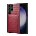 thumbnail image 1 of Allytech Slim Case Compatible with Samsung Galaxy S24 Ultra, Crocodile Print PU Leather Magnetic Hidden Card Holder Kickstand Shockproof Full Body Protective Wallet Case for Women Men, Red, 1 of 7