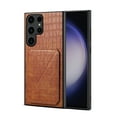 thumbnail image 1 of Allytech Slim Case Compatible with Samsung Galaxy S24 Ultra, Crocodile Print PU Leather Magnetic Hidden Card Holder Kickstand Shockproof Full Body Protective Wallet Case for Women Men, Brown, 1 of 7