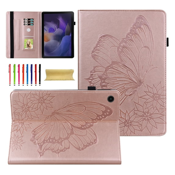 Allytech Slim Case for Galaxy Tab A7 Lite 8.7" Tablet SM-T220 T225 2021 Model, PU Leather Butterfly Embossed Shockproof Pencil Holder Kickstand Flip Cover Bumper Case for Samsung Galaxy Tab A7 Lite