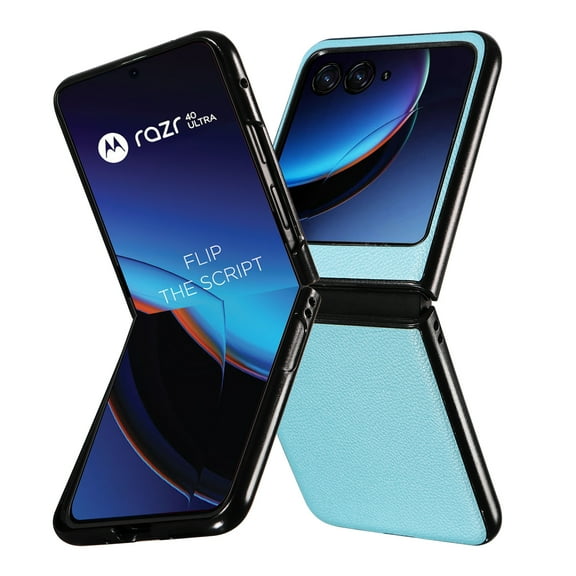 Allytech Slim Case for Motorola Razr 40 Ultra 6.9" 2023, Shockproof Luxury PU Leather Retro Lightweight Anti-Scratch Anti-Slip Phone Case for Motorola Razr 40 Ultra - Skyblue