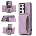 thumbnail image 1 of Allytech Slim Case for Samsung Galaxy S21 Ultra 5G 6.8 inch 2021, Premium PU Leather Flip Wallet Back Cover with Card Holder Magnetic Button Shockproof Men Women Case for Galaxy S21 Ultra, Purple, 1 of 6