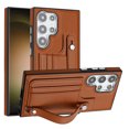 thumbnail image 1 of Allytech Slim Case for Samsung Galaxy S24 Ultra with Portable Wristband & Card Slots, Premium PU Leather Kickstand Shockproof Drop Protection Anti-Scratch Case for Women Men - Brown, 1 of 6