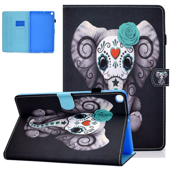 Allytech Slim Case for Samsung Galaxy Tab A 10.1" 2019 SM-T510 T515, PU Leather Folio Flip Multi Angle Viewing Stand Shockproof Cover for Samsung Galaxy Tab A 10.1 T510, Elephant
