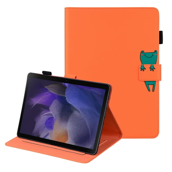 Allytech Slim Case for Samsung Galaxy Tab A8 10.5" 2022 X200, Cute Cartoon Design Multi Angle Stand Auto Sleep Wake Smart Folio Flip Cover with Pencil Holder for Galaxy Tab A8 10.5-Inch - Orange