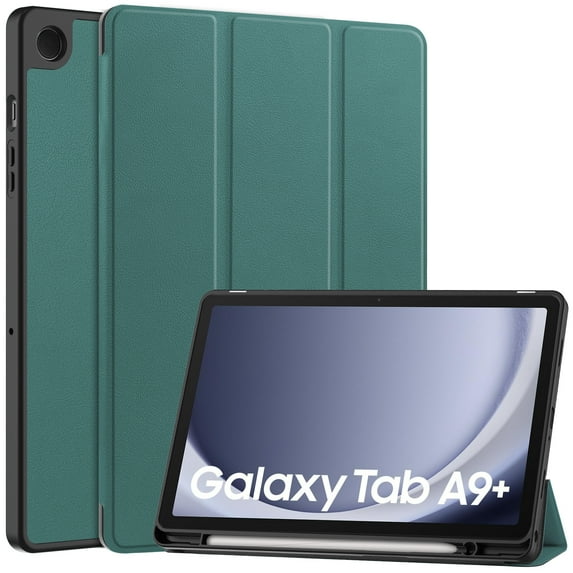 Allytech Slim Case for Samsung Galaxy Tab A9+ Plus 11" SM-X210 X215 X216, With Pen Holder Multi Angle Viewing Stand Slim Fit Protective Shockproof Flip Cover, Darkgreen