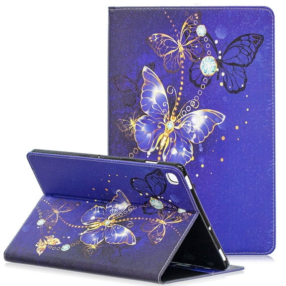 Allytech Slim Case for Samsung Galaxy Tab S5e 10.5" 2019 Model SM-T720/T725, Ultra Thin Lightweight Magnetic Closure Folding Stand Shockproof Cards Pocket Wallet Case Cover, Blue Butterfly