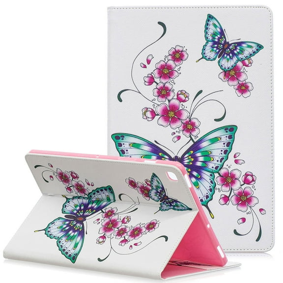 Allytech Slim Case for Samsung Galaxy Tab S5e 10.5" 2019 Model SM-T720/T725, Ultra Thin Lightweight Magnetic Closure Folding Stand Shockproof Cards Pocket Wallet Case Cover, Floral Butterfly