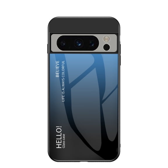 Allytech Slim Case for Google Pixel 9A Case, Glass Back Cover Gradient Design Anti-Scratch Bumper Case Cover for Google Pixel 9A - Blue