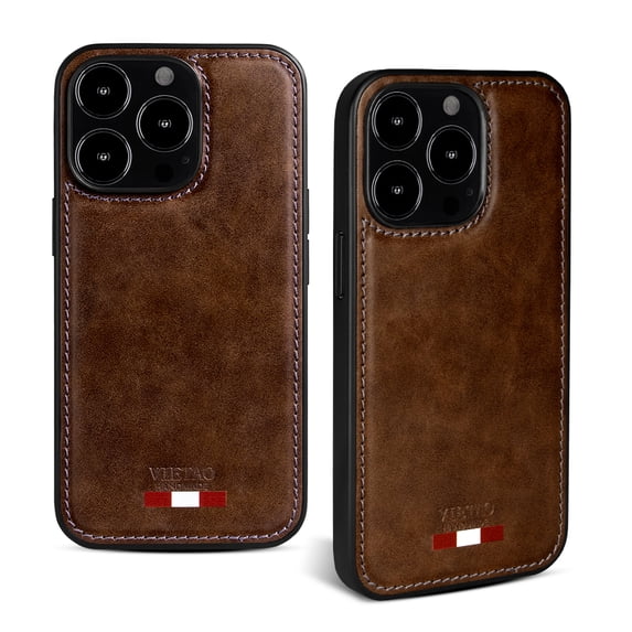 Allytech Slim Case for iPhone 13 Pro 5G, Lightweight Business Vegan PU Leather Elegant TPU Edge Soft Anti-Slip Scratch Resistant Hard PC Back Cover for iPhone 13 Pro (2021) 6.1", Brown