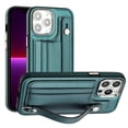 thumbnail image 1 of Allytech Slim Case for iPhone 13 Pro Max with Portable Wristband & Card Slots, Premium PU Leather Kickstand Shockproof Drop Protection Anti-Scratch Case for Women Men - Green, 1 of 7