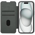 thumbnail image 1 of Allytech Slim Case for iPhone 15, Luxury PU Leather Camera Lens Sliding Cover with Card Slots, Full Body Protection Shockproof Support Wireless Charging Case for iPhone 15, Gray, 1 of 11