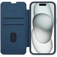 thumbnail image 1 of Allytech Slim Case for iPhone 15 Plus, Luxury PU Leather Camera Lens Sliding Cover with Card Slots, Full Body Protection Shockproof Support Wireless Charging Case for iPhone 15 Plus, Blue, 1 of 14
