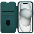 thumbnail image 1 of Allytech Slim Case for iPhone 15 Plus, Luxury PU Leather Camera Lens Sliding Cover with Card Slots, Full Body Protection Shockproof Support Wireless Charging Case for iPhone 15 Plus, Green, 1 of 14