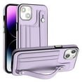 thumbnail image 1 of Allytech Slim Case for iPhone 15 with Portable Wristband & Card Slots, Premium PU Leather Kickstand Shockproof Drop Protection Anti-Scratch Case for Women Men - Purple, 1 of 7