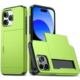 thumbnail image 1 of Allytech Slim Case for iPhone 15 Pro, Built-in Slide Card Holder, Screen Camera Protection, Rugged Hard Back & Silicone Edge Shockproof Anti-Scratch Protective Case - Green, 1 of 9