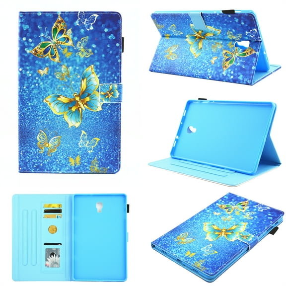 Allytech Slim Fit Smart Flio Wallet Case for Samsung Galaxy Tab A 10.5 inch 2018 SM-T590/T595 Tablet, with Pencil Holder and Card Pocket, Gold Butterfly
