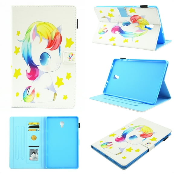 Allytech Slim Fit Smart Flio Wallet Case for Samsung Galaxy Tab A 10.5 inch 2018 SM-T590/T595 Tablet, with Pencil Holder and Card Pocket, Little Unicorn
