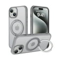 thumbnail image 1 of Allytech Slim Magnetic Case for iPhone 15 with 360° Rotation Ring Stand, Compatible with MagSafe, [Military Grade Drop Protection] Shockproof Anti-Fingerprint Hybrid Matte Case - Gray, 1 of 9