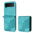 thumbnail image 1 of Allytech Slim PU Leather Case for Galaxy Z Flip 3, 3D Geometric Lattice Luxury Slim Fit Soft Shell Bumper Shockproof Cell Phone Case Cover for Samsung Galaxy Z Flip 3, Lightblue, 1 of 5