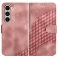thumbnail image 1 of Allytech Slim PU Leather Case for Galaxy Z Fold 3, 3D Geometric Lattice Luxury Slim Fit Soft Shell Bumper Shockproof Cell Phone Case Cover for Samsung Galaxy Z Fold 3, Pink, 1 of 2