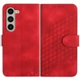 thumbnail image 1 of Allytech Slim PU Leather Case for Galaxy Z Fold 4, 3D Geometric Lattice Luxury Slim Fit Soft Shell Bumper Shockproof Cell Phone Case Cover for Samsung Galaxy Z Fold 4, Red, 1 of 2