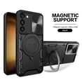 thumbnail image 1 of Allytechgroup Slide Lens Protection Ring Kickstand Shockproof Rugged Cell Phone Case for Samsung Galaxy S23 FE, Black, 1 of 8