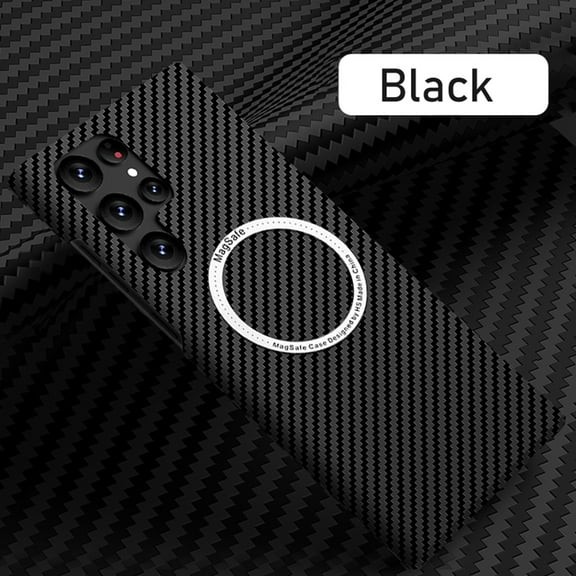 Allytech Slim Thin Carbon Fiber Case Compatible with Samsung Galaxy S22 Ultra 6.8" 5G Phone Case, PC Protective Back Cover, Support Wireless Charging, Black