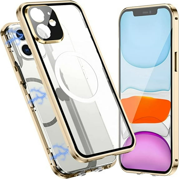 Allytech Slim Thin Case for iPhone 11 (2019), Compatible with MagSafe Accessories Built-in Screen Protector & Camera Lens Protector Shockproof Magnetic Case for iPhone 11, Gold