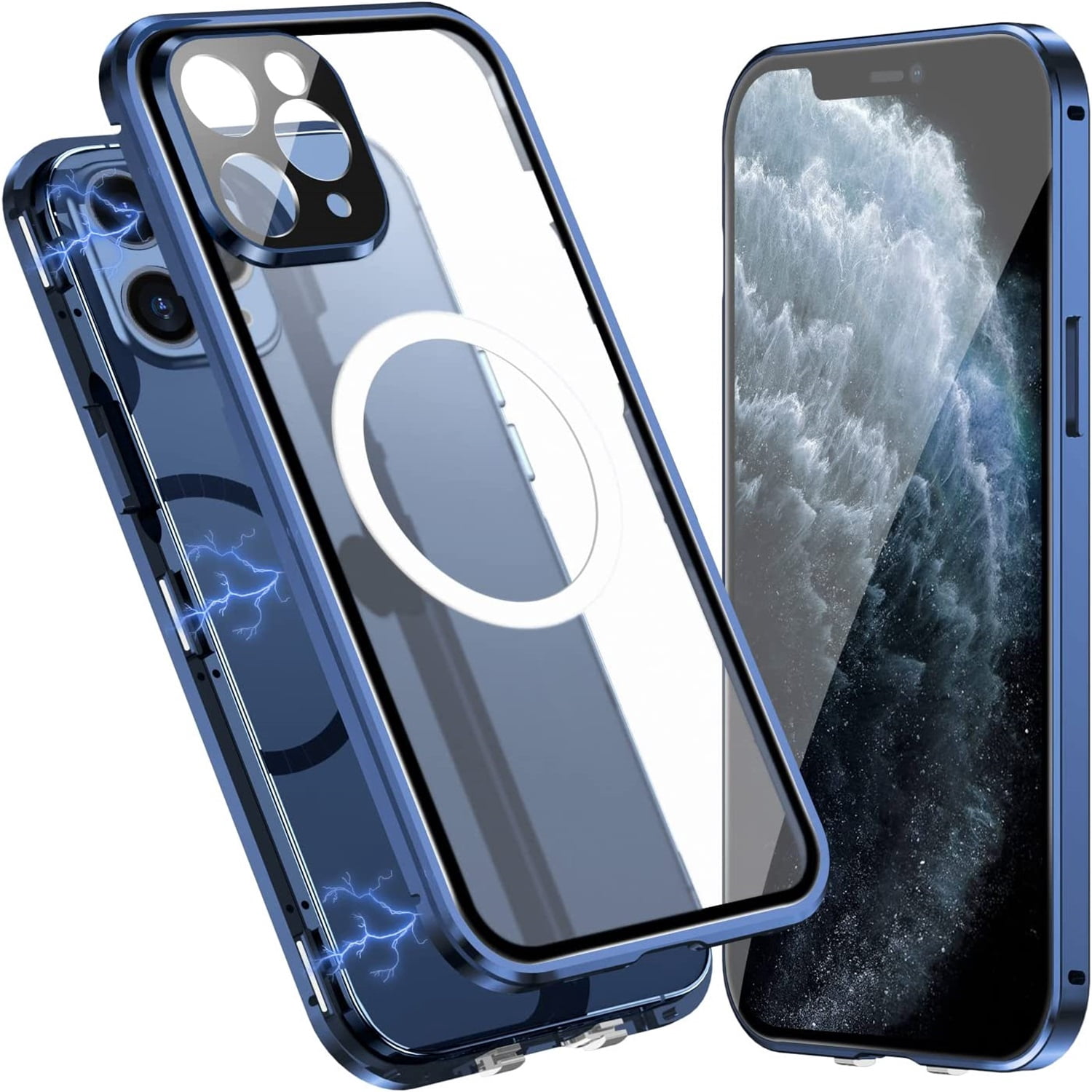 Allytech Slim Thin Case for iPhone 11 Pro (2019), Compatible with MagSafe Accessories Built-in Screen Protector & Camera Lens Protector Shockproof Magnetic Case for iPhone 11 Pro, Darkblue