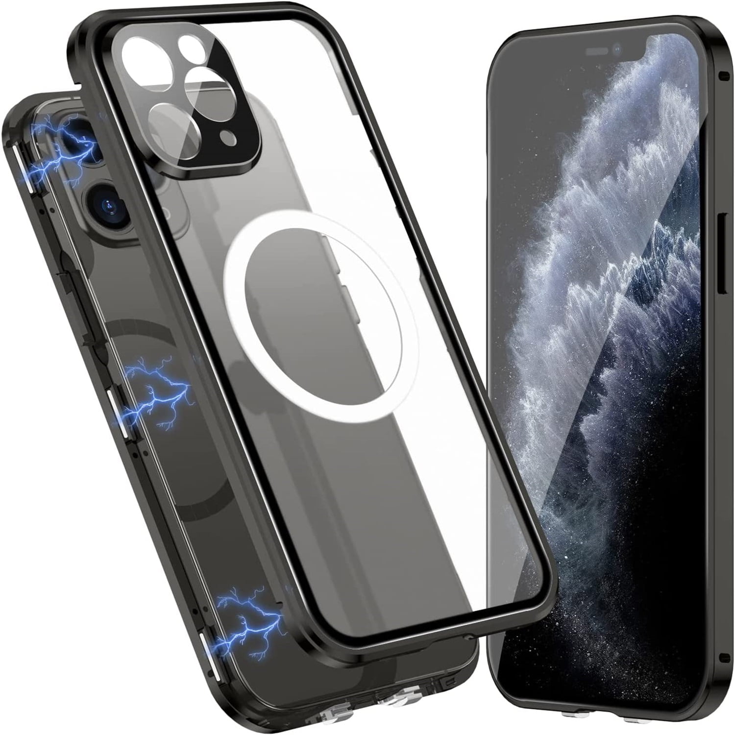 Allytech Slim Thin Case for iPhone 11 Pro Max (2019), Compatible with MagSafe Accessories Built-in Screen Protector & Camera Lens Protector Shockproof Magnetic Case for iPhone 11 Pro Max, Black