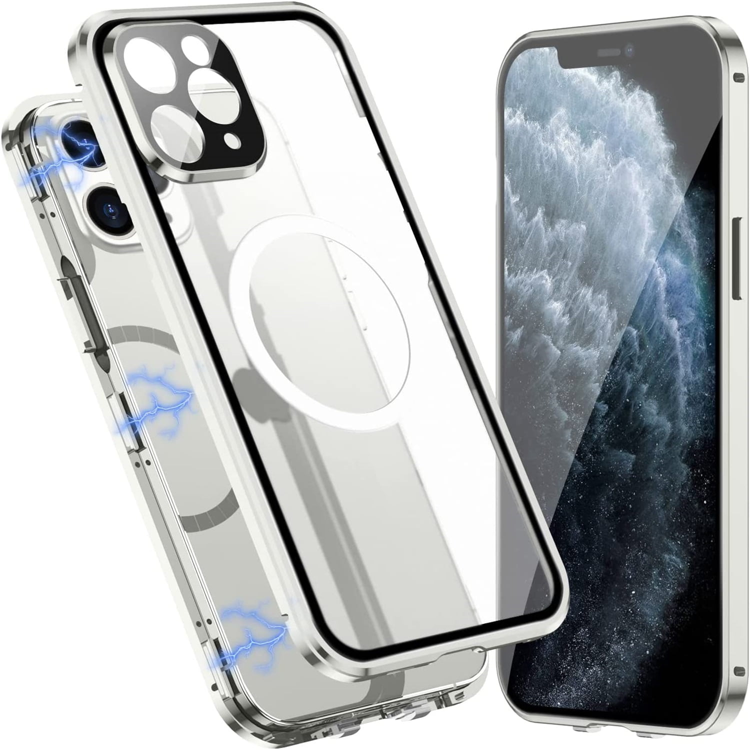 Allytech Slim Thin Case for iPhone 11 Pro Max (2019), Compatible with MagSafe Accessories Built-in Screen Protector & Camera Lens Protector Shockproof Magnetic Case for iPhone 11 Pro Max, Silver