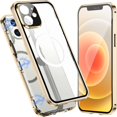 thumbnail image 1 of Allytech Slim Thin Case for iPhone 12 (2020), Compatible with MagSafe Accessories Built-in Screen Protector & Camera Lens Protector Shockproof Magnetic Case for iPhone 12, Gold, 1 of 6