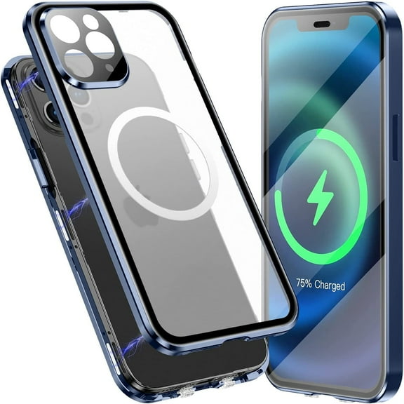 Allytech Slim Thin Case for iPhone 12 Pro Max (2020), Compatible with MagSafe Accessories Built-in Screen Protector & Camera Lens Protector Shockproof Magnetic Case for iPhone 12 Pro Max, Darkblue