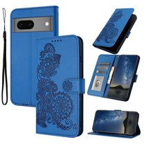 Allytech Slim Wallet Case for Google Pixel 8, [Embossed Pattern PU Leather] [ Card Slots & Cash Pocket & Magnetic Clasp], Kickstand Shockproof Anti-Scratch Protective Fashion Case, Darkblue