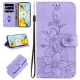 thumbnail image 1 of Allytech Slim Wallet Case for Google Pixel 8, Premium PU Leather Cover with Fashion Flower Pattern, Card Slots & Kickstand Magnetic Clasp Shockproof Dustproof Case with Lanyard - Purple, 1 of 7