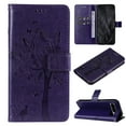 thumbnail image 1 of Allytech Slim Wallet Case for Google Pixel 8 Pro, Stylish Embossed Pattern PU Leather Shockproof Cover with Card Slots & Cash Pocket & Wrist Strap, Magnetic Clasp Protective Case - Purple, 1 of 10