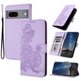 thumbnail image 1 of Allytech Slim Wallet Case for Google Pixel 8a, [Embossed Pattern PU Leather] [ Card Slots & Cash Pocket & Magnetic Clasp], Kickstand Shockproof Anti-Scratch Protective Fashion Case, Purple, 1 of 6