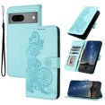 thumbnail image 1 of Allytech Slim Wallet Case for Google Pixel 8a, [Embossed Pattern PU Leather] [ Card Slots & Cash Pocket & Magnetic Clasp], Kickstand Shockproof Anti-Scratch Protective Fashion Case, Lightblue, 1 of 6