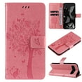 thumbnail image 1 of Allytech Slim Wallet Case for Google Pixel 9 / 9 Pro, Stylish Embossed Pattern PU Leather Shockproof Cover with Card Slots & Cash Pocket & Wrist Strap, Magnetic Clasp Protective Case - Pink, 1 of 9