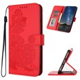 thumbnail image 1 of Allytech Slim Wallet Case for Motorola Moto G84, [Embossed Pattern PU Leather] [ Card Slots & Cash Pocket & Magnetic Clasp], Kickstand Shockproof Anti-Scratch Protective Fashion Case, Red, 1 of 6
