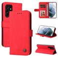 thumbnail image 1 of Allytech Slim Wallet Case for Samsung Galaxy A25 5G with Card Slots, Luxury PU Leather Magnetic Clasp Flip Wrist Shoulder Strap Kickstand Shockproof Protective Shell for Women Men - Red, 1 of 9