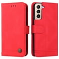 thumbnail image 1 of Allytech Slim Wallet Case for Samsung Galaxy S22 with Card Slots, Luxury PU Leather Magnetic Clasp Flip Wrist Shoulder Strap Kickstand Shockproof Protective Shell for Women Men - Red, 1 of 9