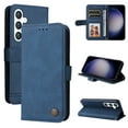 thumbnail image 1 of Allytech Slim Wallet Case for Samsung Galaxy S23 FE with Card Slots, Luxury PU Leather Magnetic Clasp Flip Wrist Shoulder Strap Kickstand Shockproof Protective Shell for Women Men - Blue, 1 of 11
