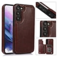 thumbnail image 1 of Allytech Slim Wallet Case for Samsung Galaxy S23, Flip PU Leather Kickstand Card Slots Case, Double Magnetic Buttons Shockproof Full Body Protection Durable Case for Women Men - Brown, 1 of 11