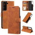 thumbnail image 1 of Allytech Slim Wallet Case for Samsung Galaxy S23 Plus, [3 Card Slots] [Cash Pocket] Premium PU Leather Kickstand Magnetic Clasp Shockproof Full Body Protective RFID Blocking Flip Case - Brown, 1 of 8