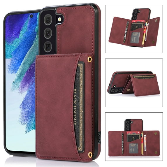 Allytech Slim Wallet Case for Samsung Galaxy S23 Plus, Business Premium PU Leather Multi-Card Slots Anti-Drop Anti-Scratch Full Body Protection Kickstand Case for Samsung Galaxy S23 Plus - Winered